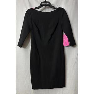 NWT Betsey Johnson Womens Lined Black Zipped Back 3/4 Sleeve Dress‎ Size 2